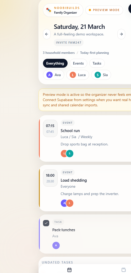 NoobiFamily family organizer