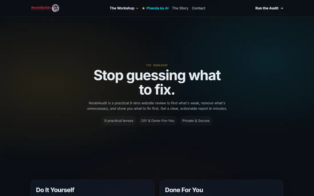 NoobiAudit interface