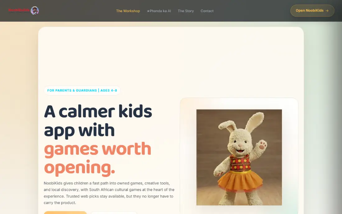 NoobiKids interface