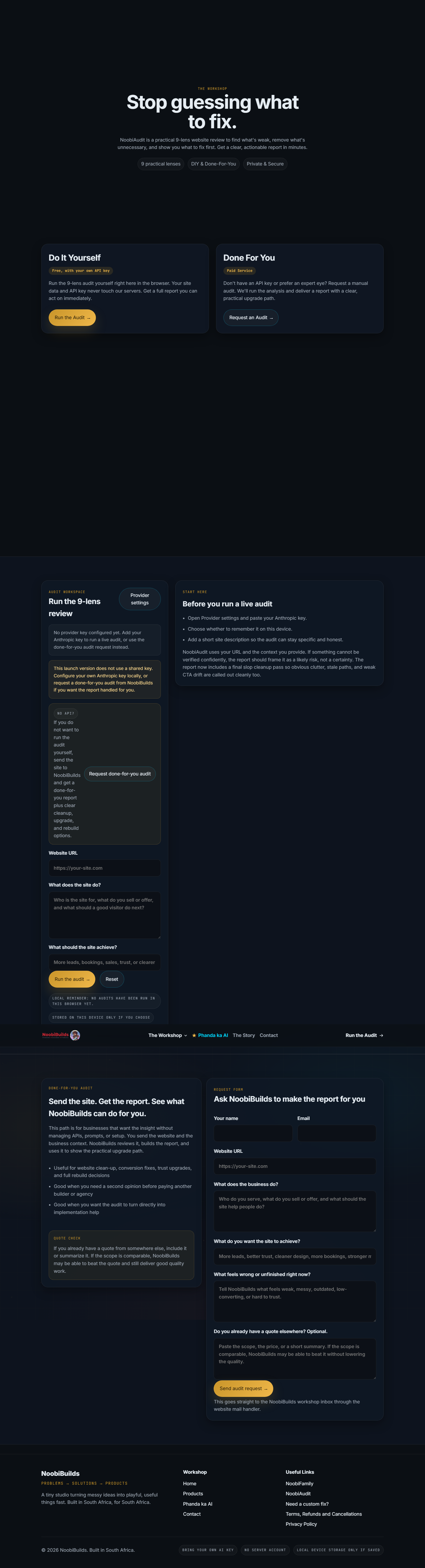 NoobiAudit reports and improvements.